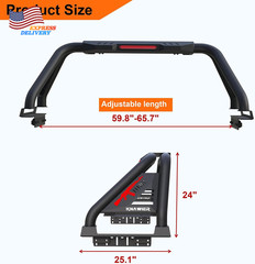 R13 Roll Bar for Mid Size Pickup Truck, Adjustable Chase Rack Sport Bar Roll