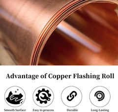 Copper Flashing 26 Gauge – 8in x 10ft 0.016″(0.41mm) Thickness Roof Flashing …