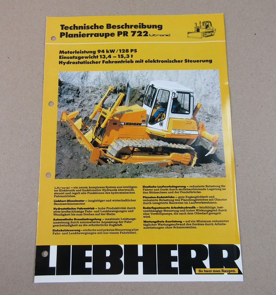 Brochure Liebherr PR 722 Litronic Bulldozer Technical Description 1990