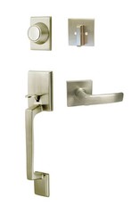 Satin Nickel Front Door Handleset Dummy set with square Lever brushed nickel