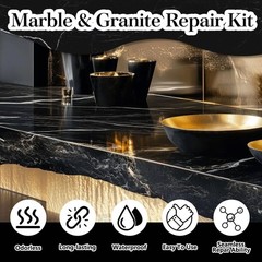 MendMight Black Quartz Countertop Repair Kit, Professional Tile, Marble and G…
