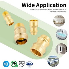 10 PCS 1/2 Press x 1/2 Female NPT Brass Adapter Pro Press Pipe Fitting Lead Free