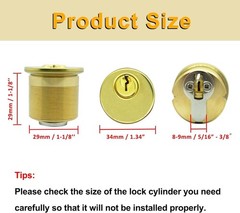 SC1 Keyway Brass Cylinder Lock – 2 Pack, 1 1/8″ Length for Home & Commercial Use