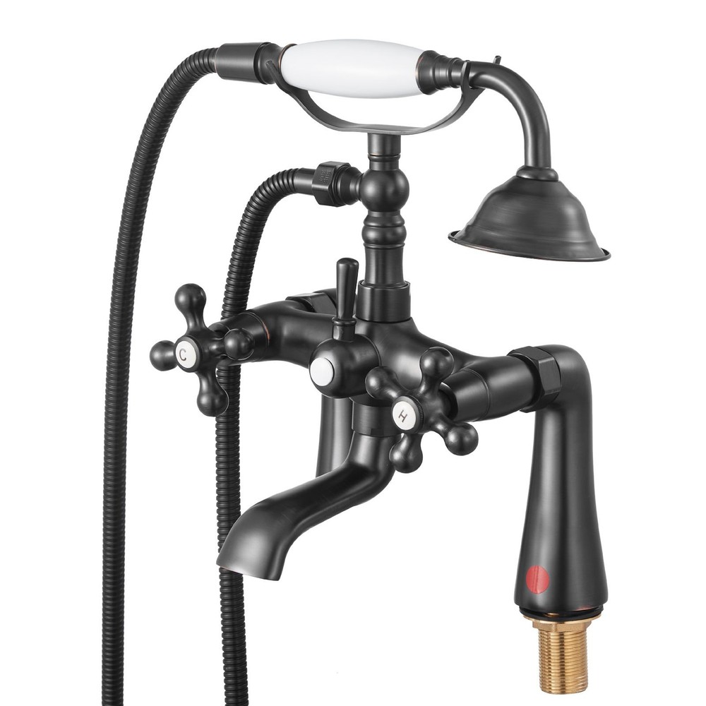 Deck Mount Clawfoot Tub Faucet with Handheld Shower, Oil – Rubbed Bronze, 360°