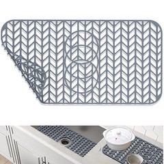 GUUKIN Sink Protectors for Kitchen 24″x 12.5″ 3 Reserved Holes, Gray