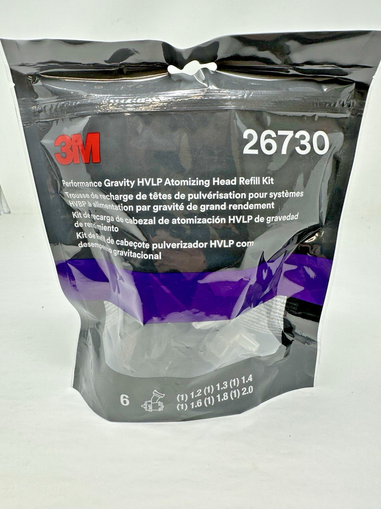 (6) 3M Performance Gravity HVLP Atomizing Head Variety Kit 1.2-2.0 for PPS 2.0