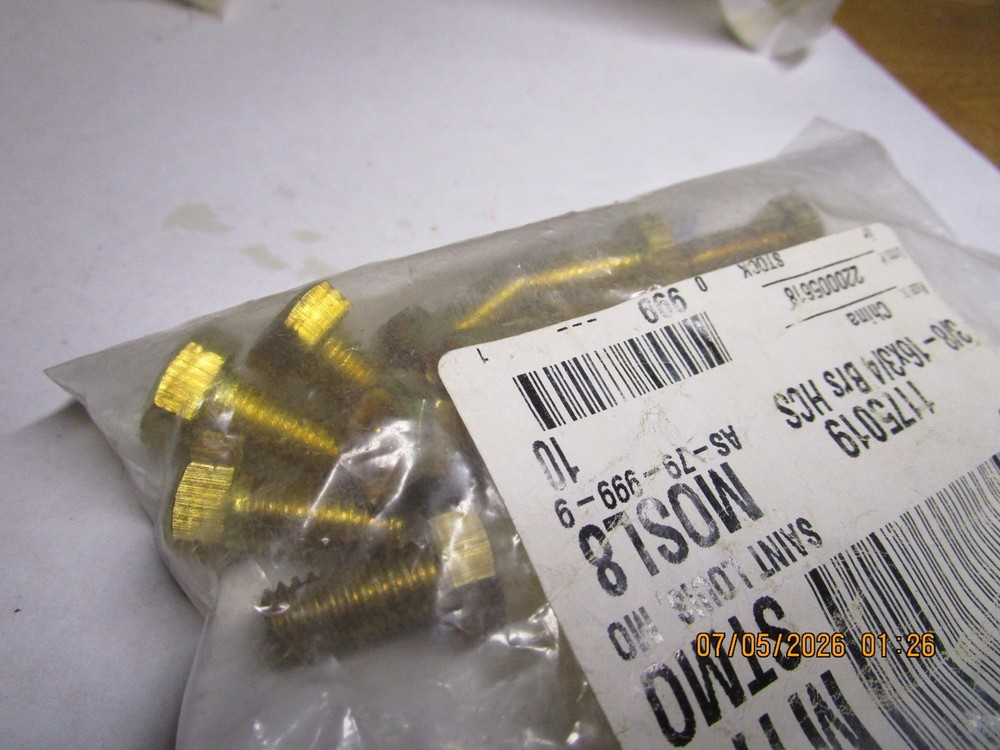 3/8″-16 x 3/4″ Brass Hex Cap Screw QTY 10