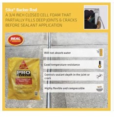 Sika 3/4in x 20ft Compressible Backer Rod Polyethylene Concrete Expansion Joints