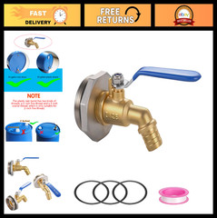 2″ Brass Barrel Faucet for 55 Gallon Drum, Steel/Plastic Rain Barrel Tap, EPDM W