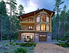 MODERN LOG HOUSE KIT #LH-190 ECO FRIENDLY WOOD PREFAB DIY BUILDING CABIN HOME