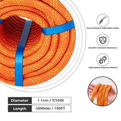 7/16 Inch 150ft Double Braided Polyester Arborist Rope, Heavy Duty Nylon Rope…