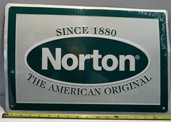 NORTON DOOR CLOSERS Tin Sign – embossed and painted – 18X12