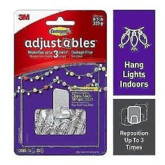 Command® Adjustables™ Repositionable 1/2 lb Clips, 14 Clips, 30 Strips