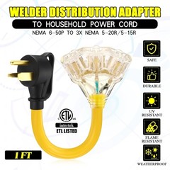 50 Amp to 20 Welder Distribution Adapter yellow, black, transparent
