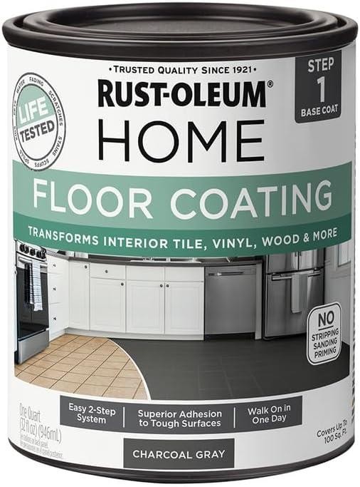 Rust-Oleum HOME Floor Coating, Charcoal Gray, Matte, Quart – 365928