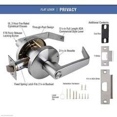 Universal Hardware Cylindrical Privacy Bed/Bath Lever Satin Chrome Grade 2 New