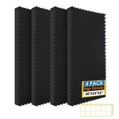 4 Pack Acoustic Panels,48”X24”X2” Egg Crate Foam Soundproof Wall Panels,Hi…