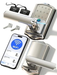 Veise VE029 WiFi Smart Lever Lock, Fingerprint Keyless Entry Door – Satin Nickle