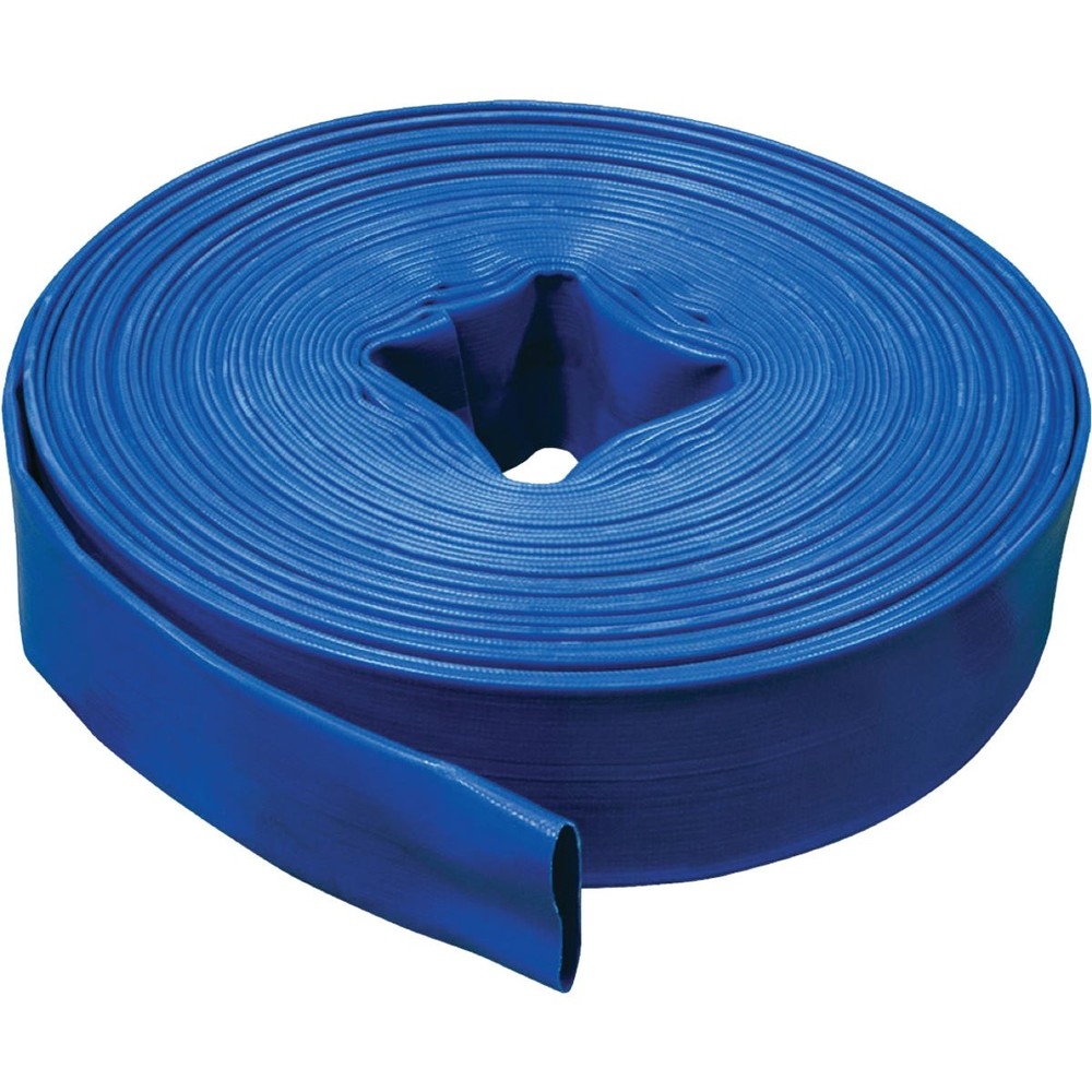 Apache 2 In. x 100 Ft. Blue Reinforced PVC Lay Flat Discharge Hose, Bulk Apache