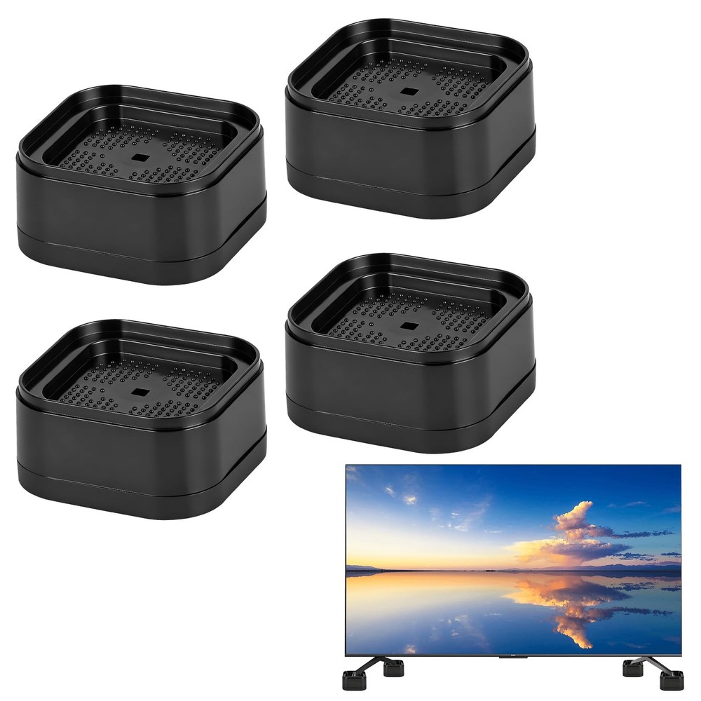 Piszvbej 4 Pack TV Stand Riser Blocks, Heavy-Duty Adjustable Height Black
