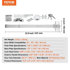 VEVOR Push Bar Door Locks Stainless Steel Panic Bars for Exit Doors with Lever