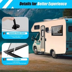 RV Caravan Camper Van Hinged Push Out Window 70° Vent Hatch 35.4×19.7in US Stock