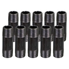 SupplyGiant 1/2 x 4 Inch Black Steel Pipe (10-Pack), Heavy 1/2″ x 4″,