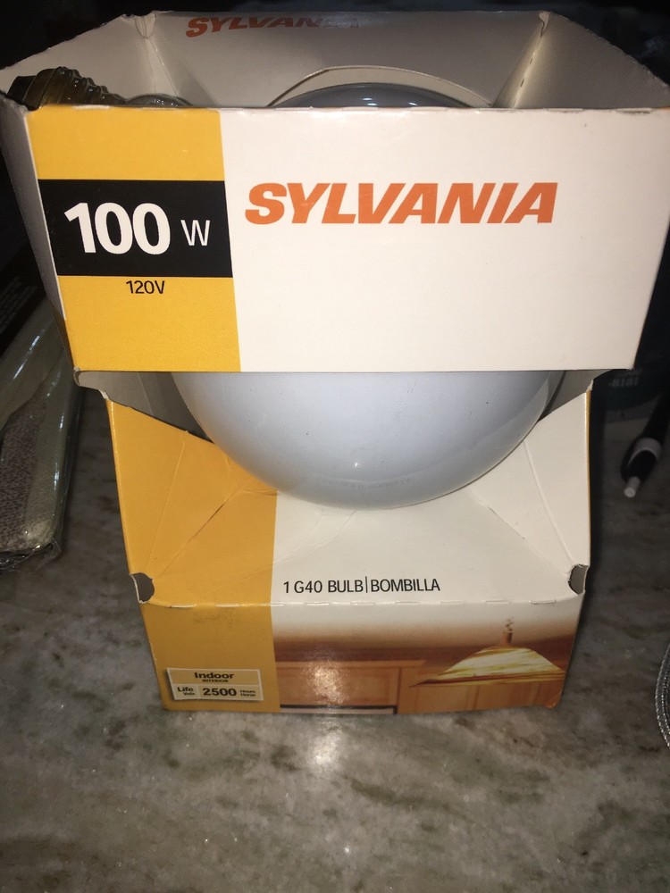(1) Bulb,100w Globe G-40,White by Sylvania-Brand New-SHIPS N 24 HOURS