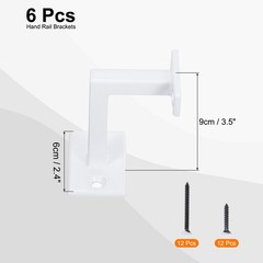 6 Pcs Fixed Steel Square Hand Rail Brackets Holder for Staircase Stair, White