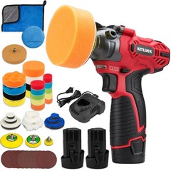 Cordless Buffer Polisher with 40 Pads, 2 Batteries & Charger for Car Waxing Mini