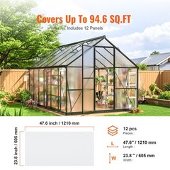 12 Pack Polycarbonate Greenhouse Panels,2′ X 4′ X 0.24” Roof Panels Sheets,Wate