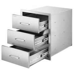 Outdoor Kitchen Drawers 18.11″ W x 23.23″ D x 23.23″ H, Triple-Access Stainless