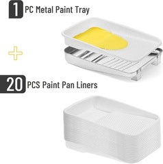 9 Inch Paint Tray Liners – 21 pcs, One Metal Tray with 20 Plastic Liners