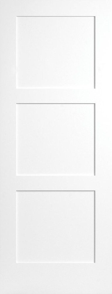 Prehung 3 Flat Panel Equal Primed Mission Stile/Rail Solid Core Doors 8ft Height