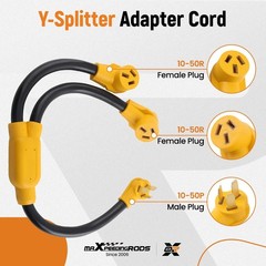 maXpeedingrods 50 Amp Y Splitter NEMA 10-50P to 2X 10-50R, 3-Prong 250V…