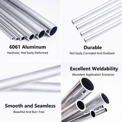 Tynulox 6061 Aluminum Tubing, 1/4″ OD Seamless Round Tube,