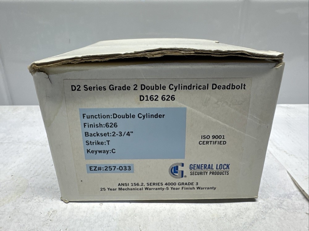 General Lock D162 626 D2 Series Grade 2 Double Cylinder Deadbolt