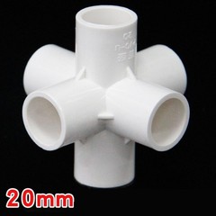 PVC 6-Way Equal Connector Socket Pressure Coupling Pipe Fitting 20/25/32/50mm