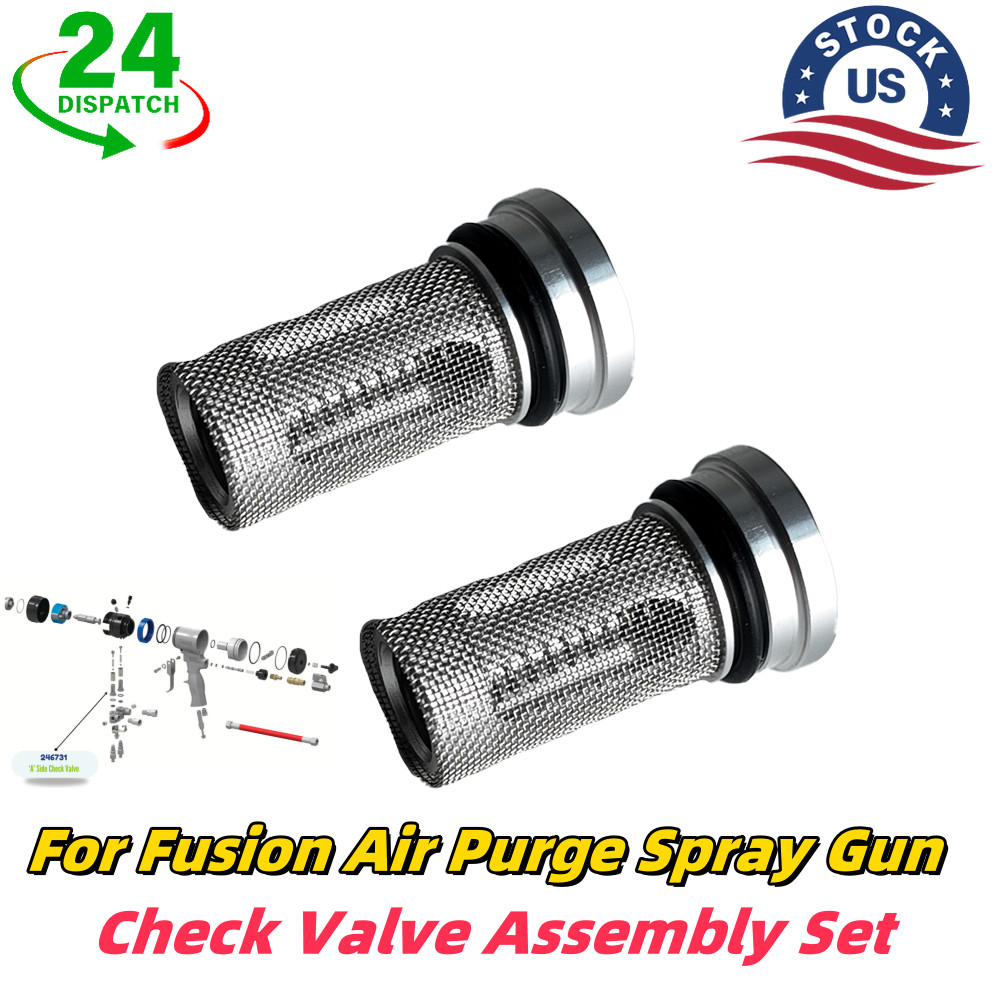 For Fusion Air Purge Spray Gun Check Valve Assembly 2Set Aluminum 246731 246352