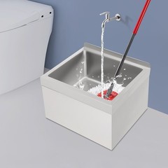 Mop Sink Stainless Steel Sink Commercial Wall-mounted Rectangular Sink w/ Drain