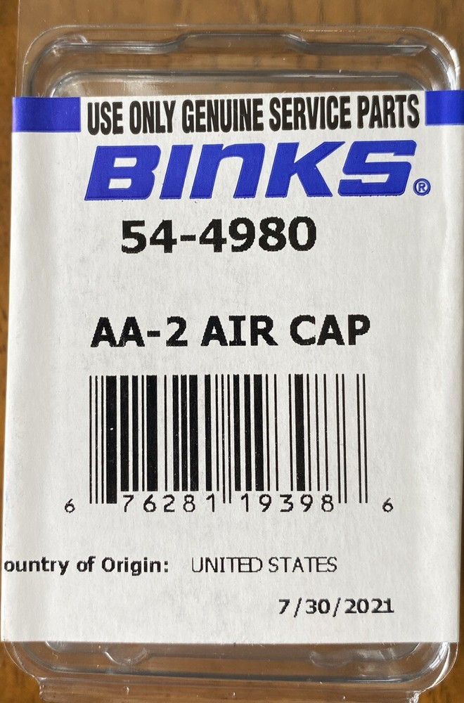 BRAND NEW SEALED- OEM BINKS 54-4980 AA-2 Air Cap