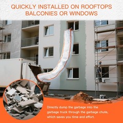 20 Ft Construction Trash Chute with Circular Top Steel Ring and 4 White