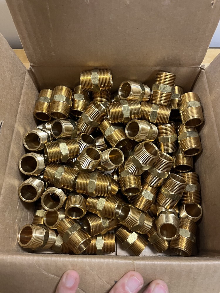 100pc Mid America Fittings LF122-12 3/4″ MPT x 3/4″ MPT LF HEX NIPPLE | New