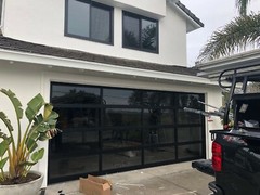 Black Anodized Aluminum & 1/2″ Insulated Grey Tinted Glass Garage Door [9’x7′]