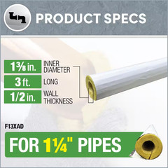 1-1/4 In. X 3 Ft. Fiberglass Pipe Insulation