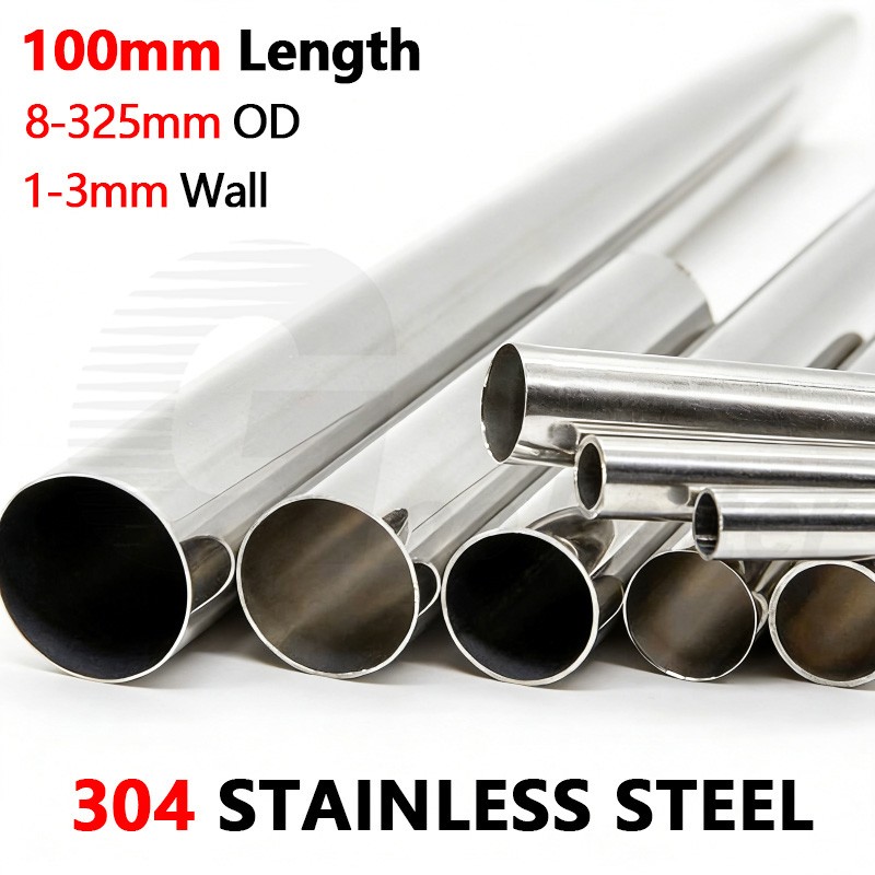 304 Stainless Steel Round Tube Repair Pipe Tubing Ø8-325mm Weldable 100mm Length
