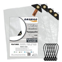 10 x 10Ft Extra Super Heavy Duty 12 Mil Thick Waterproof White Tarp Cover She…