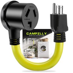 Campzlly Dryer Adapter Cord, NEMA 5-15P Male to 10-30R Female