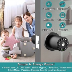 BOTHSTAR Keypad Door Knob with Key,Keyless Entry Door Lock, Code Locks Door K…