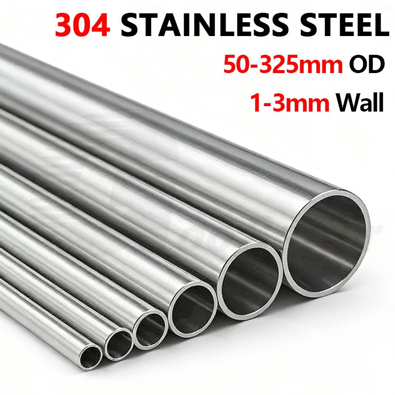304 Stainless Steel Round Tube Repair Pipe Tubing Ø50-325mm Length 100/200/300mm